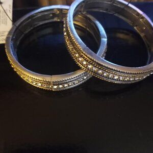 Chico’s silvertone Pave sparkle nickel free stretch bracelets
